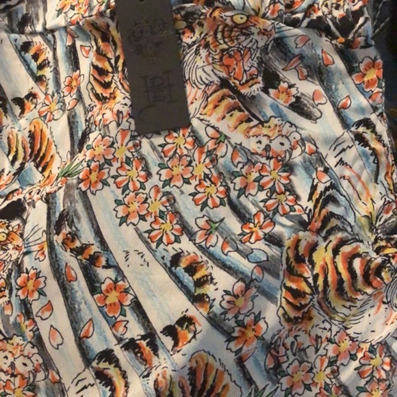 Ed Hardy sky TIGER floral PRINT MESH mini SKIRT size medium new - Picture 4 of 4